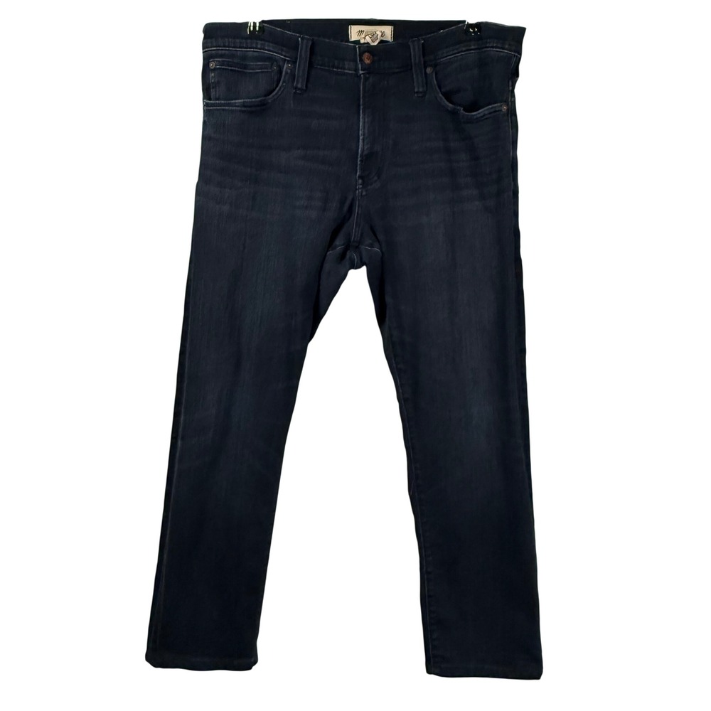 Madewell Straight‎ Leg Jeans Dark Wash Indigo Blue Denim Stretch Mens 36x32